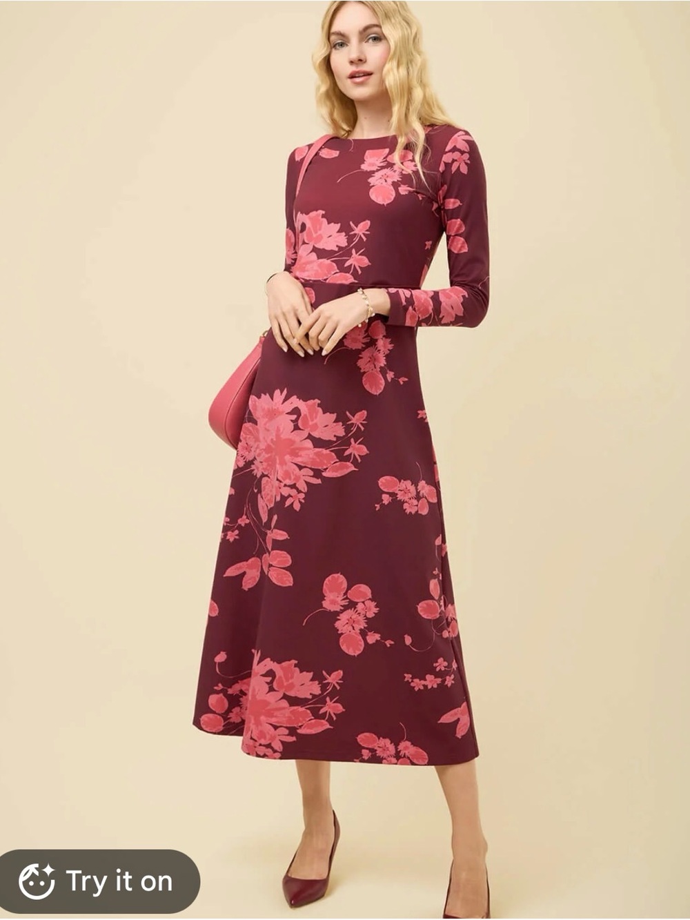 Spartina 449 Irene Midi Etta Floral Bordeaux Dress